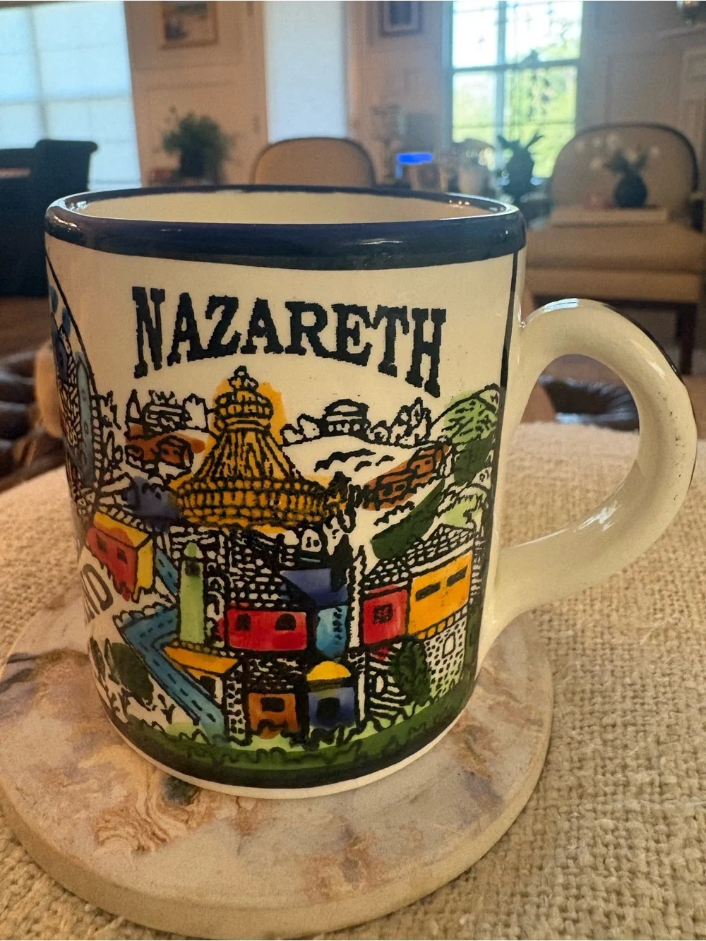 Holy Land Nazareth Bethlehem  Cityscape Ceramic Mug - Hand painted